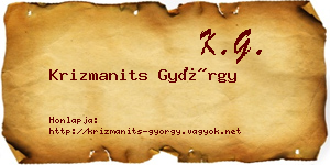 Krizmanits György névjegykártya