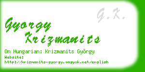 gyorgy krizmanits business card